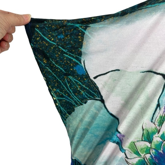 Desigual | White Blue Floral Mixed Media Short Sleeve Top - Picture 7 of 11